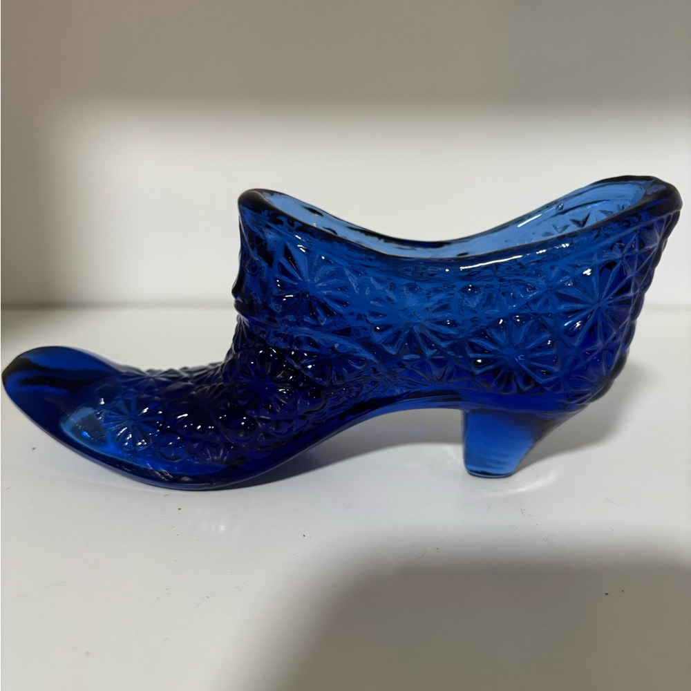 Vintage Fenton Cobalt Blue Slipper Shoe